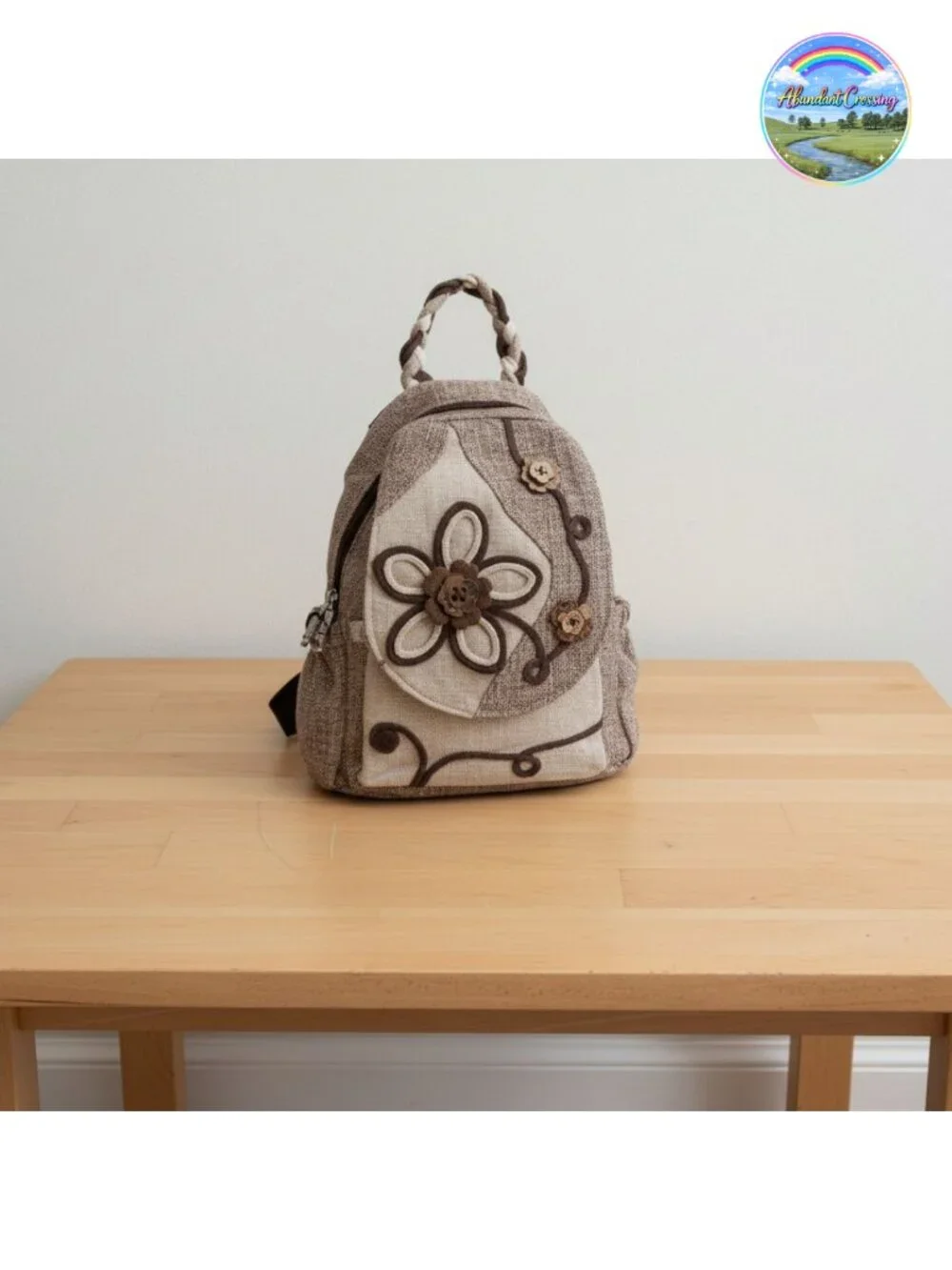 Bohemian Hand Woven Backpack Purse Convertible Sling Bag Canvas Multi Pocket